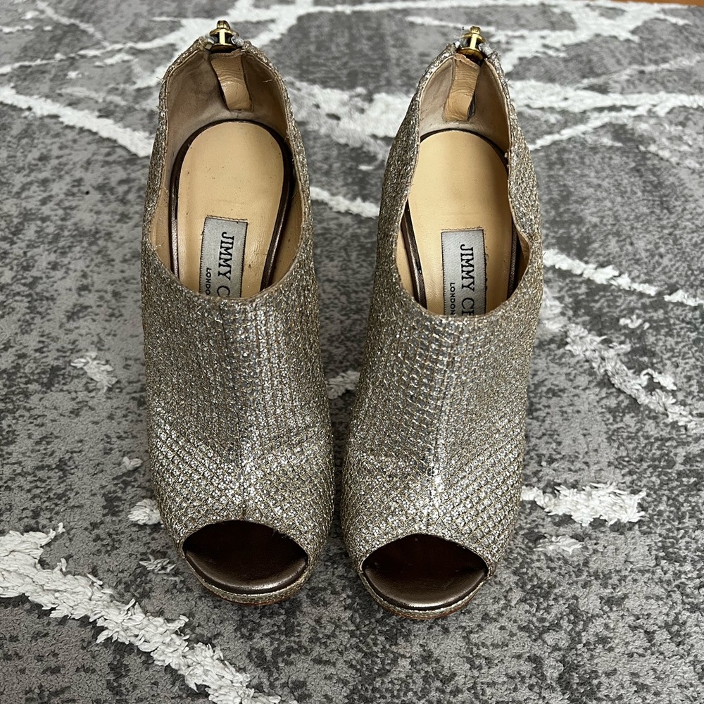 Beautiful Jimmy Choo Sparkly Open Toe Booties - image 1